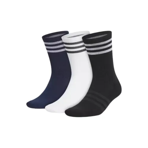 Adidas 3 пачки Черный + Темно-синий + Белый Мужские носки MID до икры