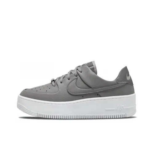 Nike Air Force 1 Амортизация Износостойкие Низкие Кроссовки для скейтбординга Женские Серый Белый