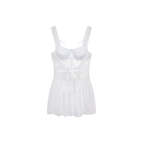 Victoria's Secret Розовый FOR LOVE LEMONS Новый! Christy Slip Платье Белая Ночная сорочка Women's White Желтый