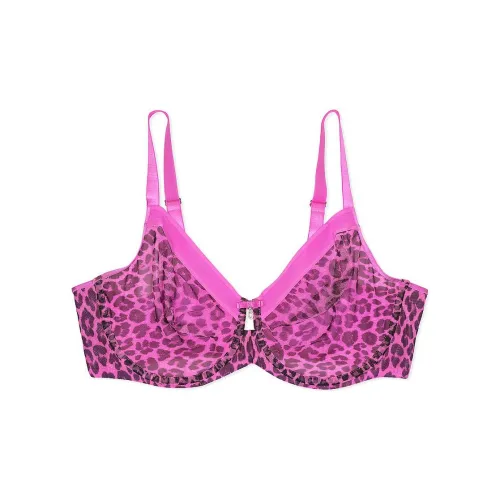 Victoria's Secret Прозрачный Сетка Без подкладки Бюстгальтер с косточками Женские Леопард Розовый