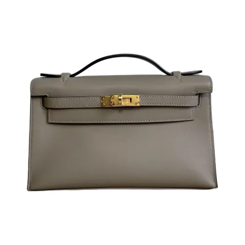 HERMES Kelly Swift Кожа Сумка Kelly Клатч Мини Женские Звездный Серый