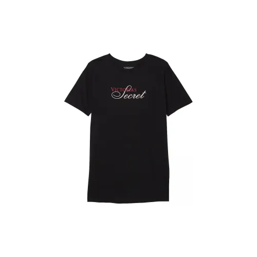 Victoria's Secret Хлопок Sleepshirt Черная Ночная сорочка Женская Черная