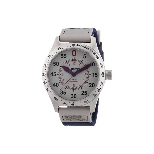 SUPERDRY Наручные часы Кварцевый механизм Тканевый ремешок 45 мм Белый циферблат Мужские часы