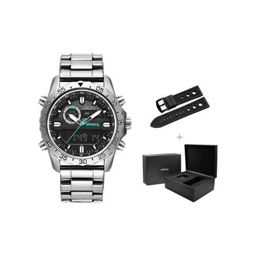 INFANTRY Черное сердце коллекция Watcher Кварцевый механизм Ремешок из нержавеющей стали Часы Мужские часы Черный циферблат