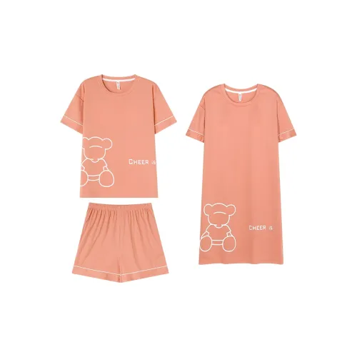 Follow The United States Пижамный комплект Без подкладки Стиль Женский Светло-оранжевый