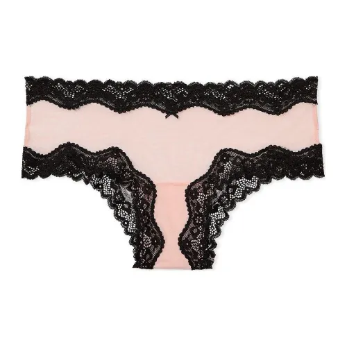 Victoria's Secret Розовый Tease Сетка Кружевная отделка Cheeky Panty PP Нижнее белье Женские 1 упаковка Розовый