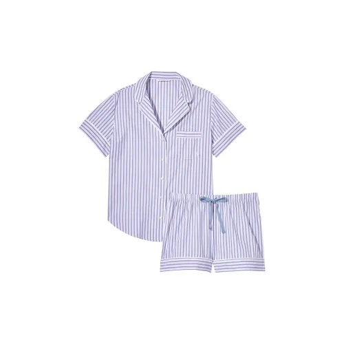 Victoria's Secret Хлопок Короткий Комплект Пижам FS Комплект Пижам Женские Синие Полосы