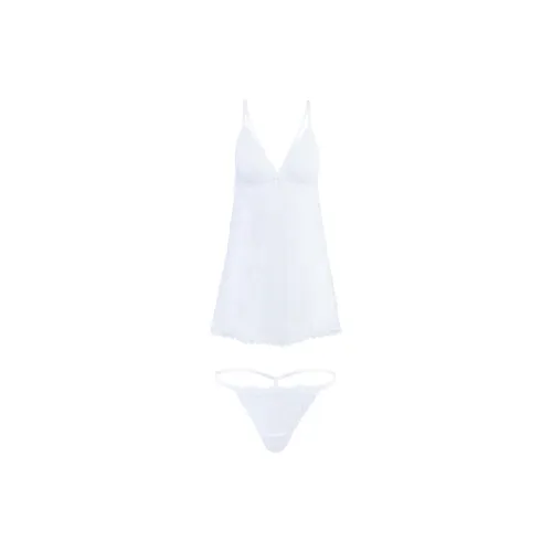 Victoria's Secret Розовый ADORE ME Dixi Babydoll + Panty Комплект Белый Комплект нижнего белья Women's White