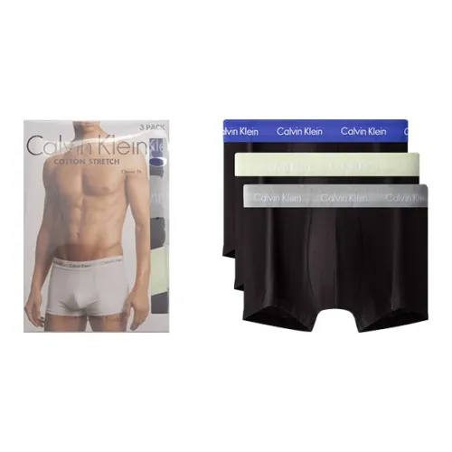 Calvin Klein 3 упаковки Черный Lining с Темно-синий Edge + Черный Lining с Серый Edge + Черный Lining с Светло-желтый Edge Мужские боксер-шорты