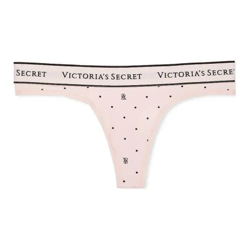 Victoria's Secret Розовый Цветочный Логотип Хлопок Стринговые Трусы С принтом Нижнее белье Женское 1 упаковка Розовый