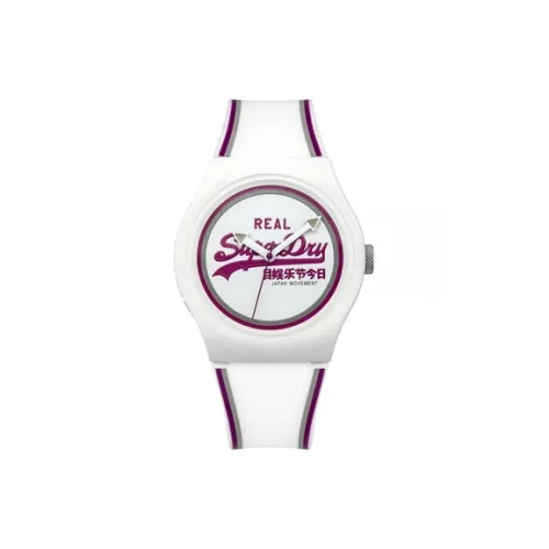 SUPERDRY Наручные часы Кварцевый механизм Силиконовый ремешок 38 мм Белый циферблат Женские часы SYG198WR
