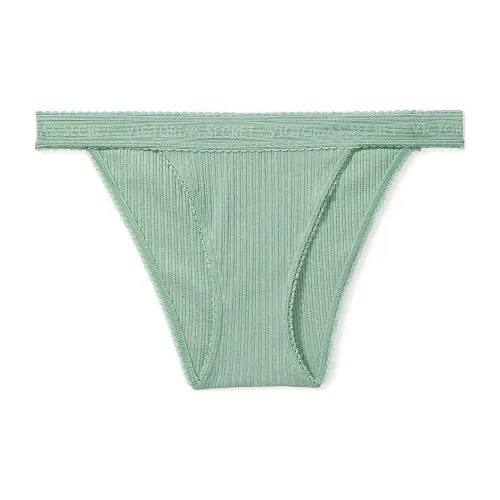 Victoria's Secret Розовый Хлопок Логотип Хлопок Кружево Обхват талии Танга Панталоны Зеленый Трусы Женские 1 Пачка Зеленый