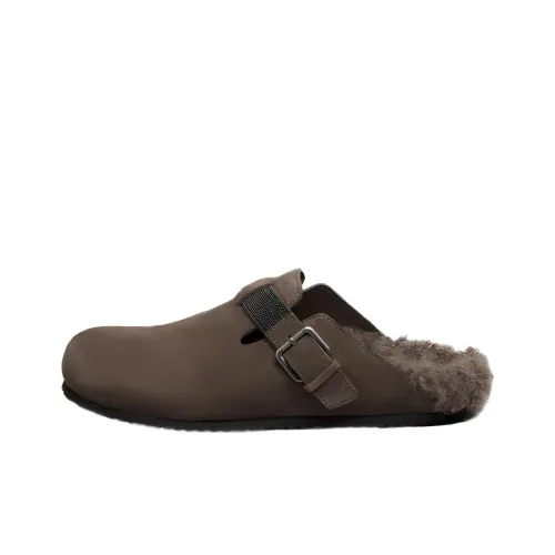 BRUNELLO CUCINELLI Резиновая подошва Домашние тапочки Женские Шишечно-коричневый