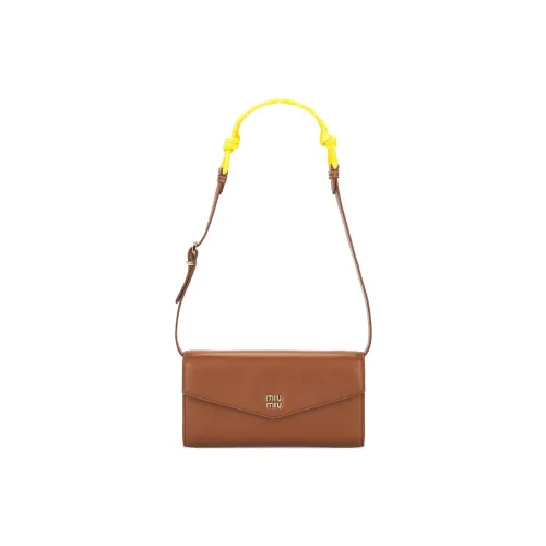 MIU MIU Гладкая кожа Кошелек Сумка Сумка через плечо Женская Коньяк Желтый