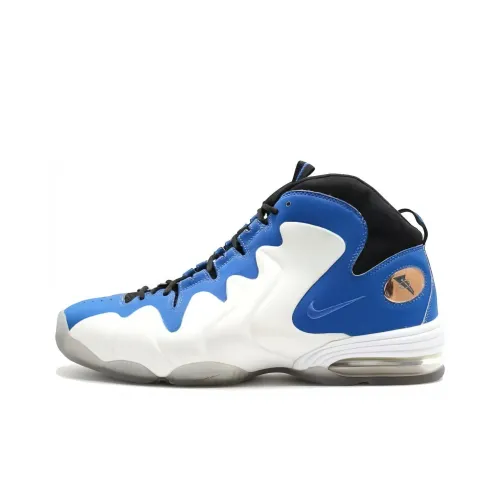 Nike Air Penny 3 Устойчивый к истиранию Дышащий MID Топ Винтажные баскетбольные кроссовки Унисекс Белый Синий