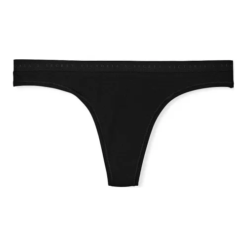 Victoria's Secret Эластичный хлопок Стринг трусы Черные нижние белье женские 1 упаковка черный