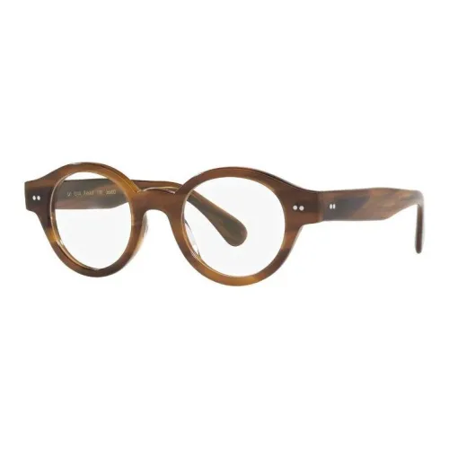 Oliver Peoples Ацетатные круглые оправы для очков Мужские Коричневые