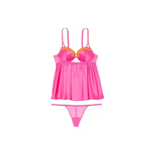 Victoria's Secret VERY Сексуальный Tease Сатин PUSH Вверх Babydoll P Pajama Комплект Женские Розовый