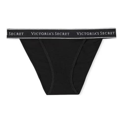 Victoria's Secret Розовый Все Обувь Логотип Хлопок Кружево Обхват талии Танга Панталоны Черное Нижнее белье Женское 1 Пачка Черный