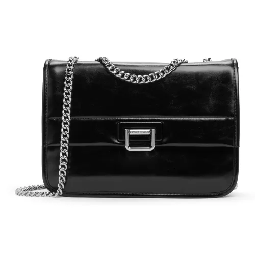 CHARLES KEITH Полиуретан Синтетическая кожа с текстильной смесью Сумка через плечо Средняя Женская Черная Темно-коричневая