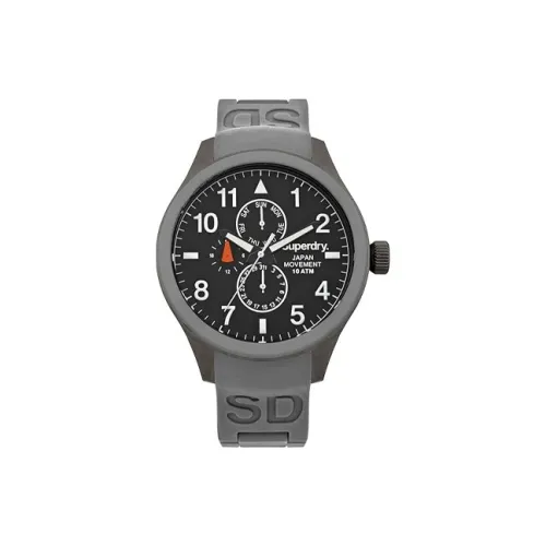 SUPERDRY Кварцевые часы механизм силиконовый ремешок 43 мм черный циферблат унисекс