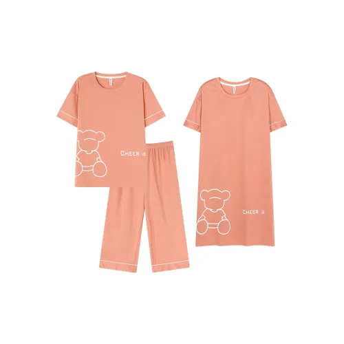 Follow The United States Пижамный комплект Без подкладки Стиль Женский Светло-оранжевый