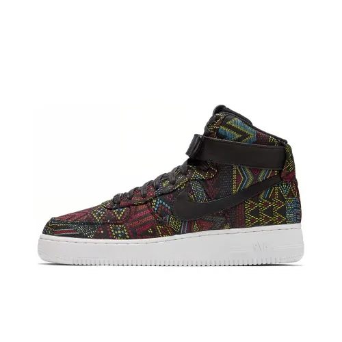 Nike Air Force 1 Амортизация Износостойкие Высокие Кроссовки для скейтбординга Мужские Черные Многоцветные