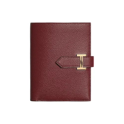 HERMES Bearn Epsom Телячья кожа Кошелек Унисекс 55 Руж H HERMES Красный