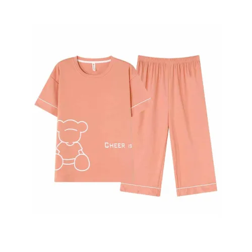 Follow the United States Пижамный комплект Утепленный Женский Светло-оранжевый