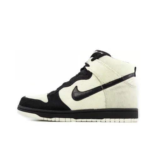 Nike Dunk High Slip Resistant Abrasion Resistant High Top Скейтборд Кроссовки Унисекс Черный Белый