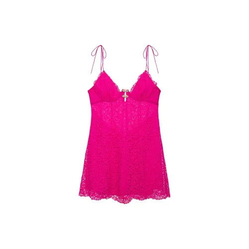 Victoria's Secret Розовый FOR LOVE LEMONS Бабочка Кружево Slip Платье BK Ночная сорочка Женские Ярко-розовый