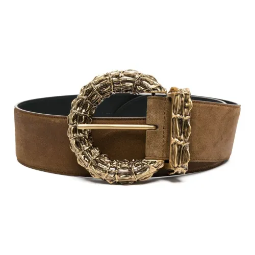 SAINT LAURENT Однотонный дизайн застежка-булавка кожаные ремни женские коричневый ширина 5 см