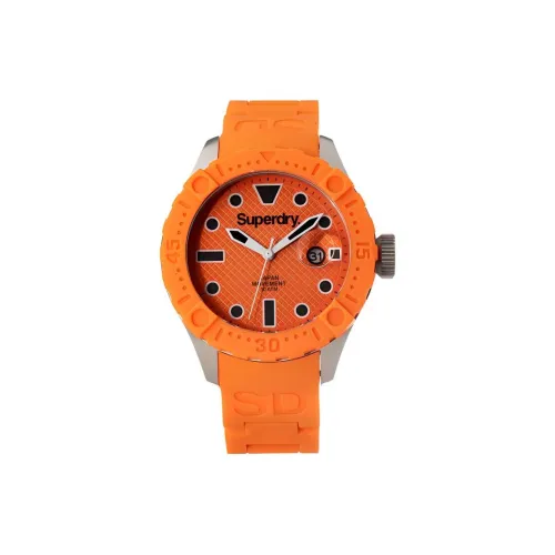 SUPERDRY Наручные часы Кварцевый механизм Силиконовый ремешок 47 мм Апельсин Циферблат Часы Мужские часы