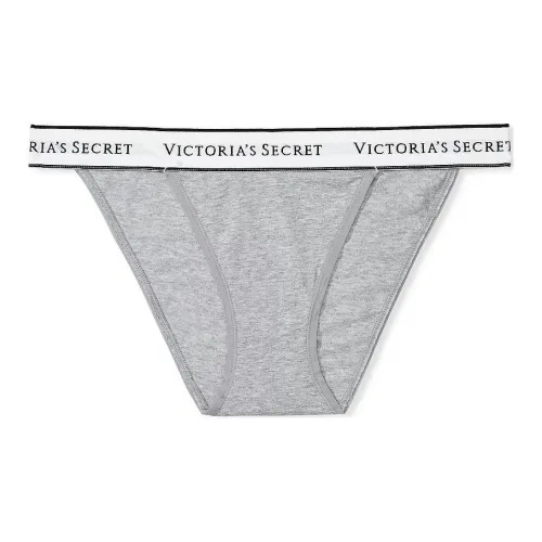 Victoria's Secret Розовый Хлопок Логотип Хлопок Кружево Обхват талии Танга Пантика СЕРЫЙ Нижнее белье Женское 1 Пачка Серый