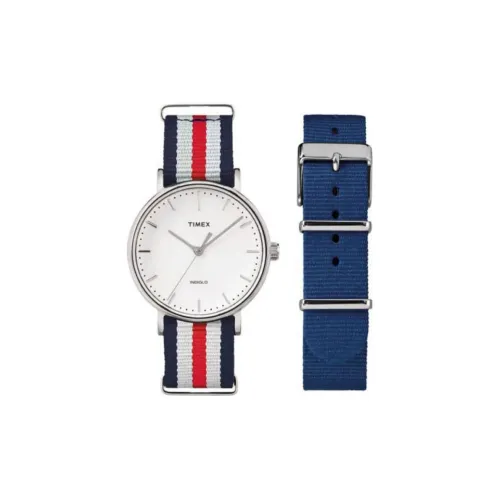 TIMEX Наручные часы Кварцевый механизм Резиновый ремешок 37 мм Белый циферблат Женские часы