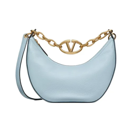 Valentino Vlogo Moon Коровья кожа крупнозернистая текстура сумка-хобо сумка через плечо плечевая сумка маленькая женская ледниково-синий