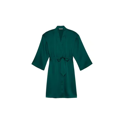 Victoria's Secret Сатин Midi Robe Mystique Зеленый Sleep Robe Женские Mysterious Green
