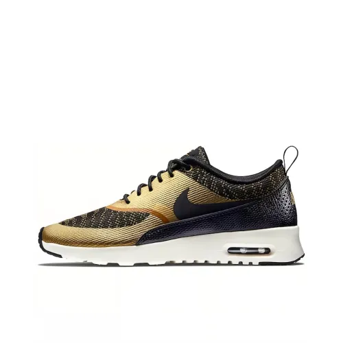 Nike Air Max THEA Амортизация Износостойкие Низкие Кроссовки для Бега Женские Черные Желтые