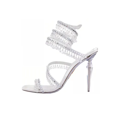 RENE CAOVILLA Ромб One Ремешок Сандалии 9 см Женские Айвори Белый