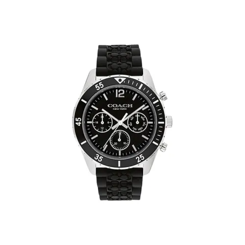 COACH Кварцевые часы механизм силиконовый ремешок 44 мм черный циферблат унисекс