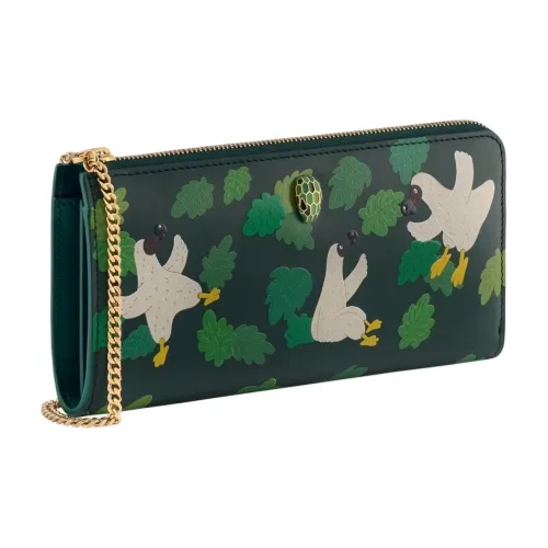 BVLGARI Sunwoo Kim Коллаборация Serpenti Forever Телячья кожа Кошелек Большой Женские Лесной зеленый