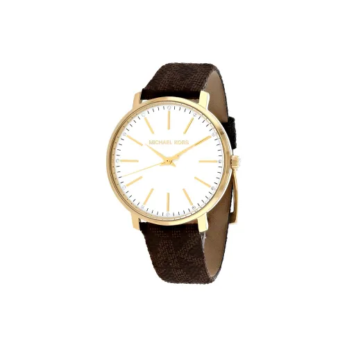 MICHAEL KORS Наручные часы Кварцевый механизм Кожаный ремешок 38 мм Серебристый циферблат Женские часы
