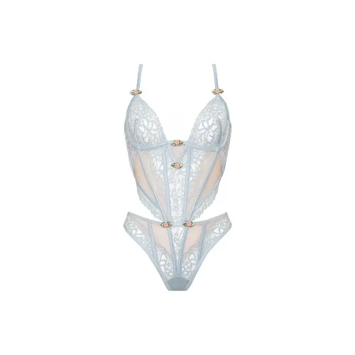 Victoria's Secret FOR LOVE LEMONS Бабочка Кружево Тедди Синий Комбинезон Женские