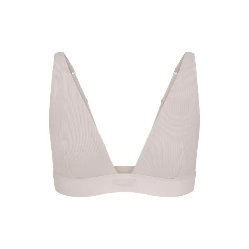 SKIMS SS24 Cotton Rib Plunge Bralette Бюстгальтер Женский Stone Stone Color