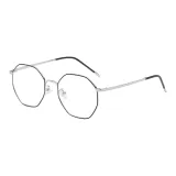 Чёрная и серебряная оправа + линзы с защитой от синего света + подарочная коробка