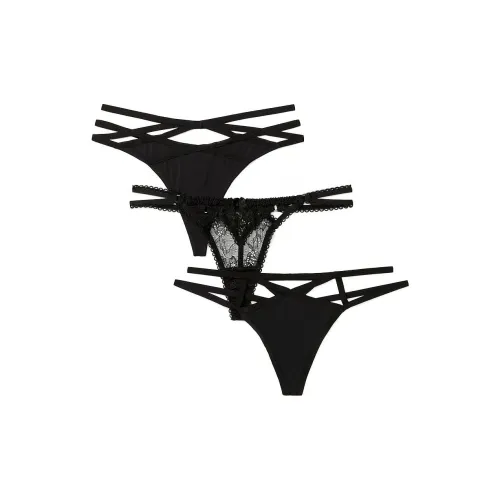 Victoria's Secret ADORE ME Сексуальный Стринг Panty Пачка OF 3 Глубокий черный Нижнее белье Женские 3 шт Вороний