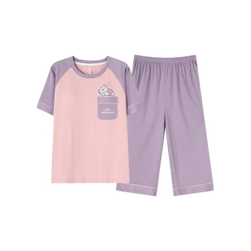 Follow The United States Пижамный комплект Без подкладки Стиль Женский Фиолетовый