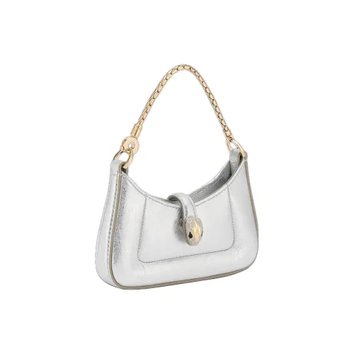 BVLGARI SERPENTI Телячья кожа Сумка через плечо Мини Женская Серебряная