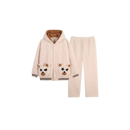 Sha Qian Абрикос Женские Унисекс Пижамные комплекты