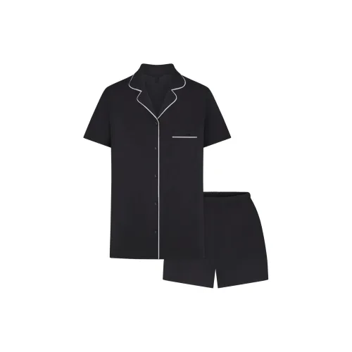 SKIMS Сон Короткий рукав пуговица вверх комплект пижам комплект женский оникс мраморный цветовая схема оникс мраморный украшение